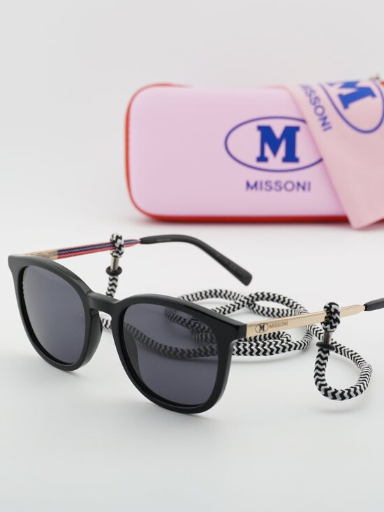 M Missoni MMI 0027/S 0807 IR Sunglasses Black Square Frame, Grey Lenses